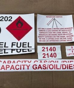 Decals For 2140 Litre Fuel Bowsers