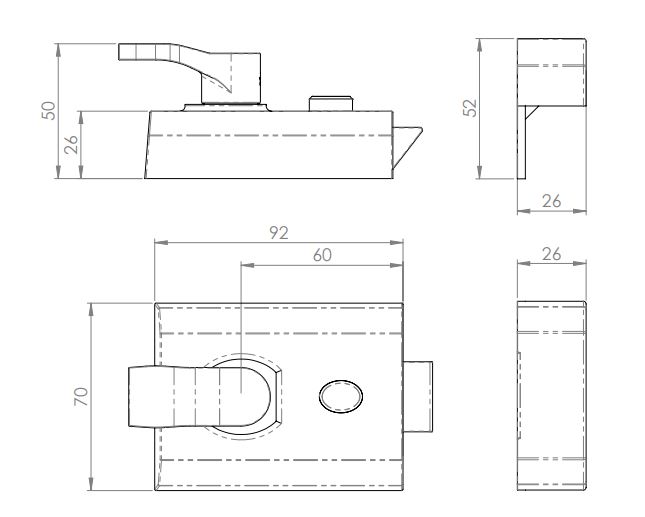 RCN8260L/PC Rim Nightlatch 60mm Case Only PC (EACH) - Image 3