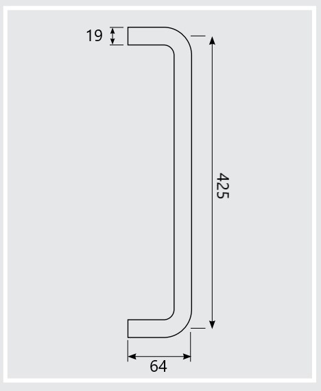 Pull Handle Bolt Through Fix 19x425mm 304 SSS (EACH) - Image 3
