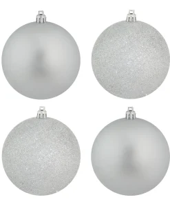 58704 4X10cm Baubles Silver