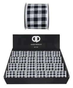 59827 2.7M Black & White Check Ribbon