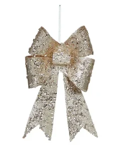 AC205360CG Premier 20cm gold beaded glitter bow with clip