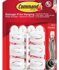 COMMAND White Mini Hooks 6 Hooks 8 Strips (PK 6)