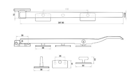 JEDO JW77LPB Casement Stay Lockable 250mm BP (EACH) - Image 3