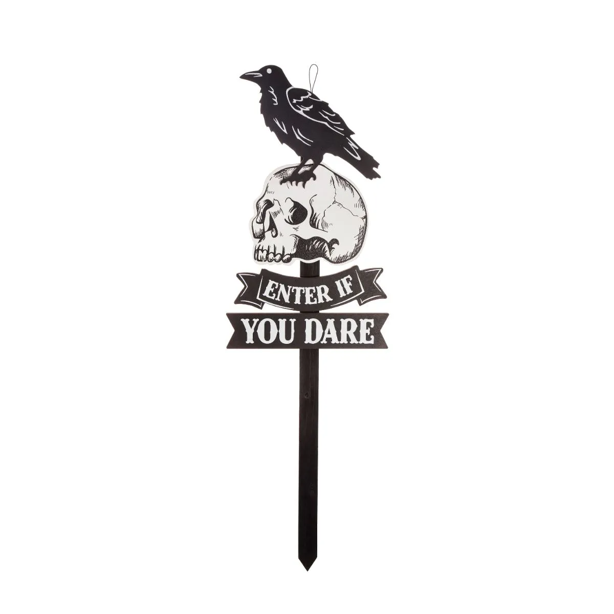 HA248913 92.5cm MDF Stake Sign with Skull and Crow - Image 2