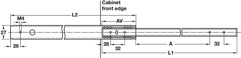 HAFELE 420.95.457 Drawer Runner Single Ext 27mm Grv 278mm (SET) - Image 3