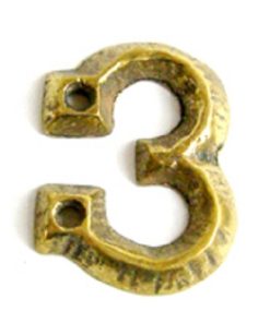 KIRKPATRICK B1976/3 Numeral 1.3/4 ‘3’ Antique Brass (EACH)