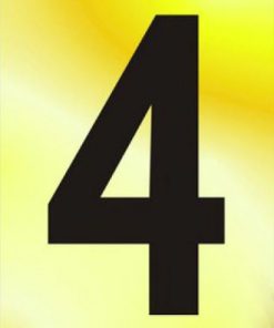 Numeral No 4 50mm Black On Gold (EACH)