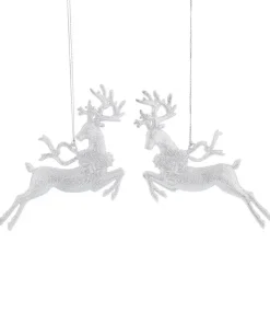 P041732 Festive 16cm Choice of 2 Silver Prancing Deer