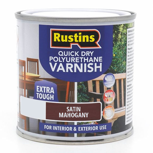 Varnish Stained Quick Drying Poly Satin Mahogany 500ml (EACH)