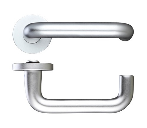 Safety Lever 19mm On Rose Satin Aluminium (PAIR) - Image 2