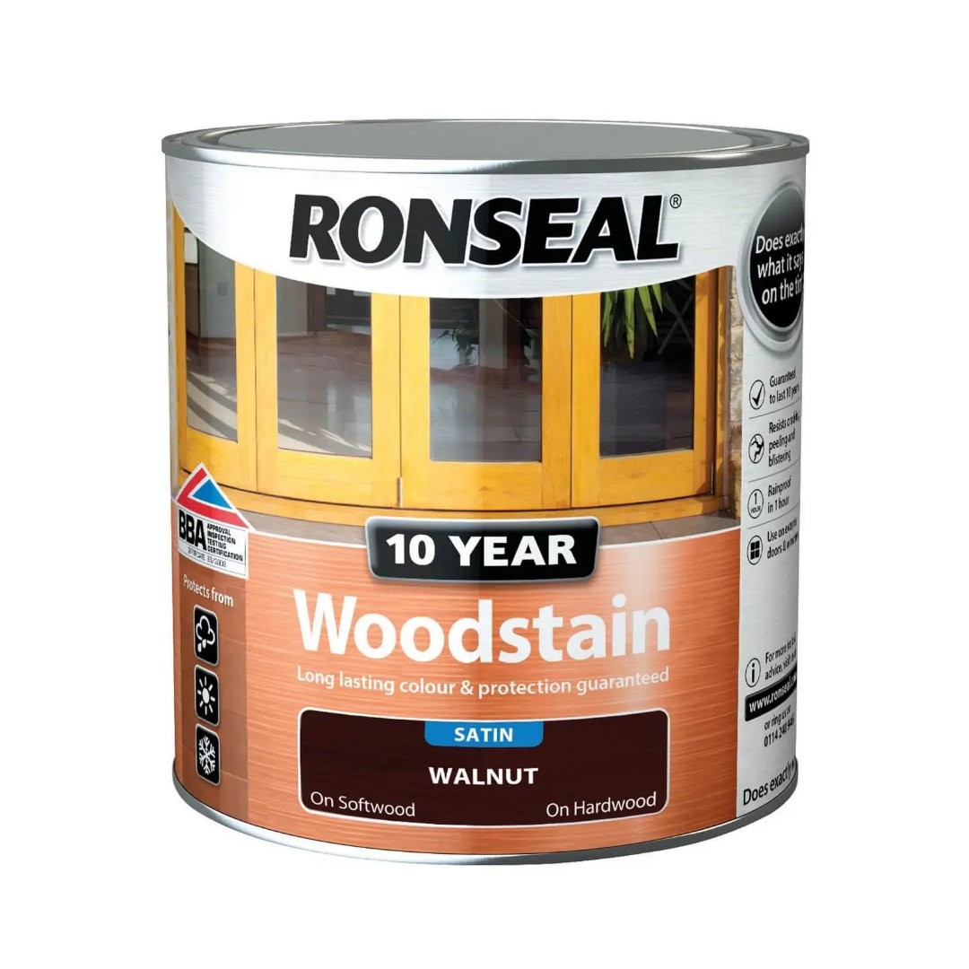 Ronseal 10 Year Walnut Woodstain Satin 750ml - Image 2